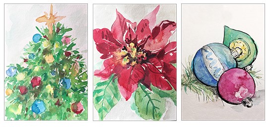 Image for event: Watercolor 101: Holiday Trio